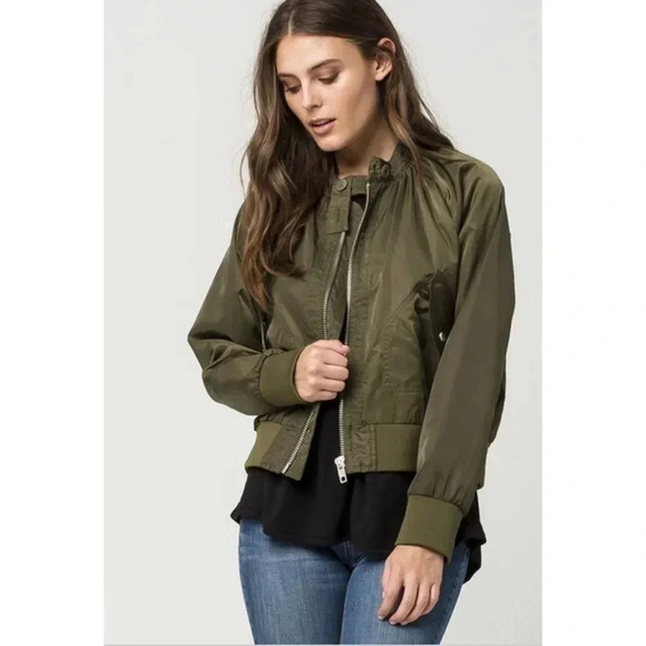 Free People Olive Midnight Bomber Jacket Size S - Picture 4 of 15